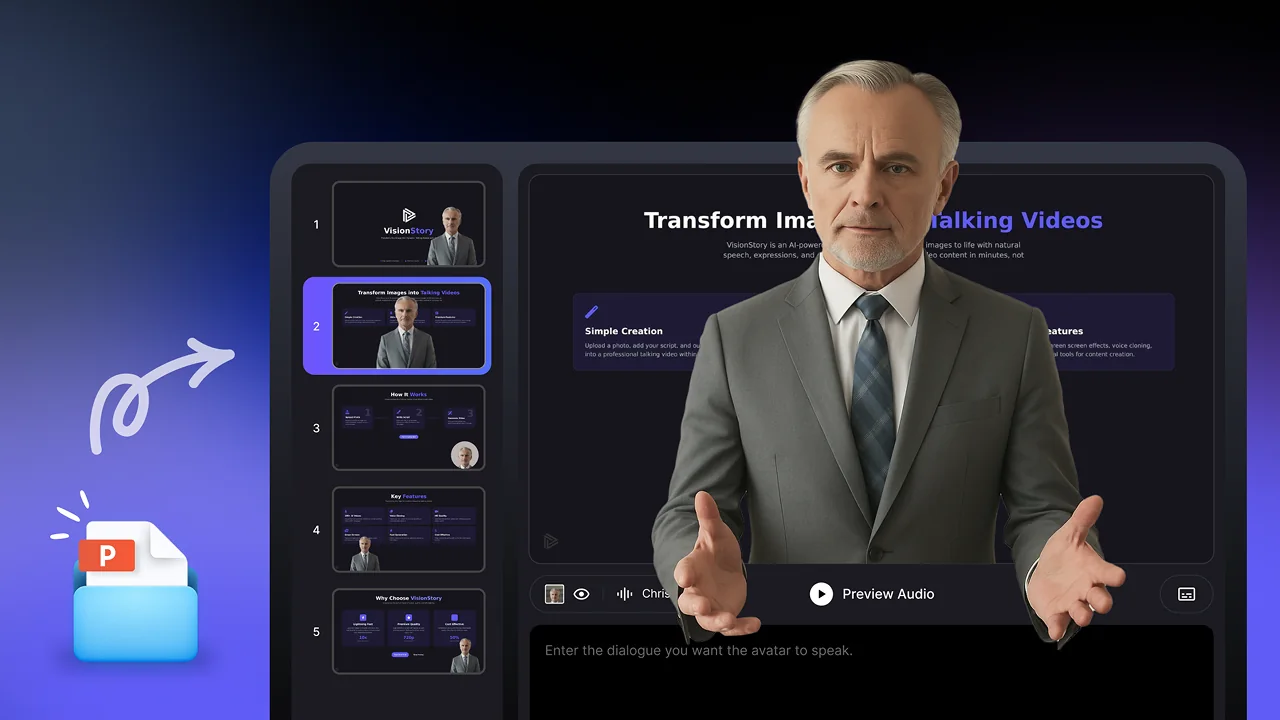 用 AI 將 PowerPoint 投影片變成說話影片